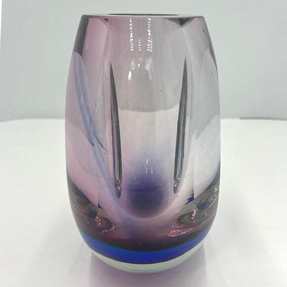 Sommerso Art Decorative Glass Vase Murano Style Ombre Purple/Blue 7"x6" - Picture 5 of 10